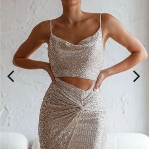 Elegant Silver Sequin Mini Dress